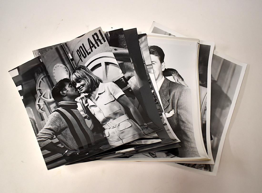 Hollywood Photos inc. Crawford, Chaplin (16): Included in the lot are Joan Crawford (3); Charlie Chaplin,(2)Sammy Davis (6); Tony Curtis, Laurel and Hardy (2); The Three Stooges; Ronald Reagan; sixteen in the lot. 8 x 10