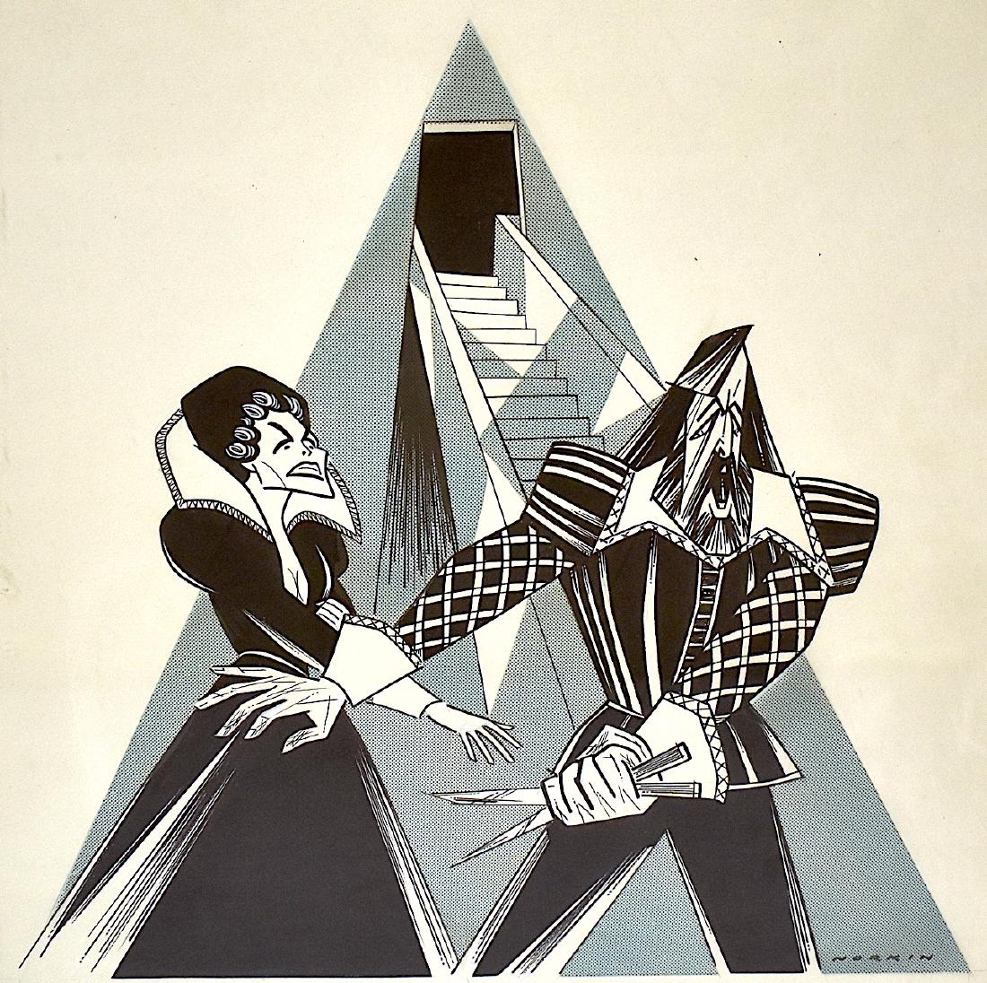 Original Sam Norkin Illustration. Signed: Probably Shakespeare. Perhaps Faust. Signed lower right. Norkin. Gallery matted and framed.