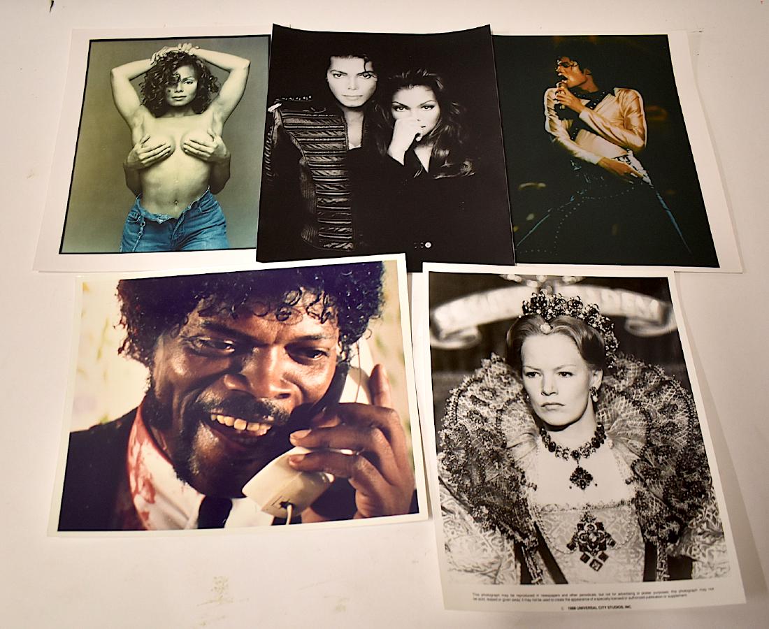 Vintage Celebrity & Movie Stills J's (225): An excellent dealer or collector's lot of vintage movie stills and celebrity portraits , alphabetical Includes Janet Jackson, Samuel Jackson, Angelina Jolie, James Earl Jones, Tammy Lee Jones etc. Two