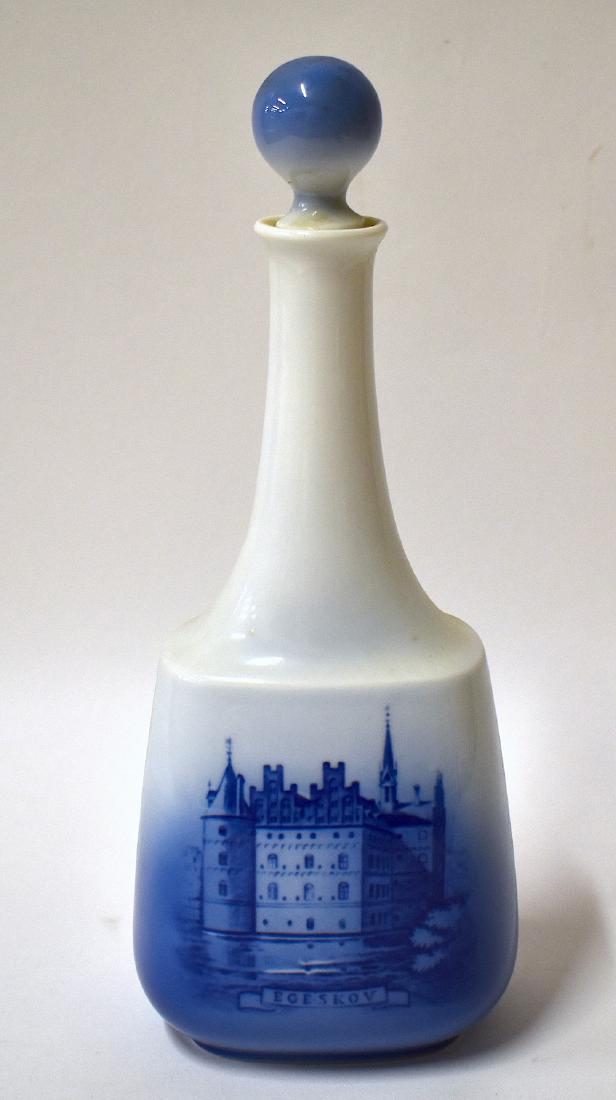 Royal Copenhagen Blue and White Flask.: Marked Royal Copenhagen Denmark. Three blue wavy lines Artist sgd, perhaps RG. Numbered. 4881 11 1/2"H.