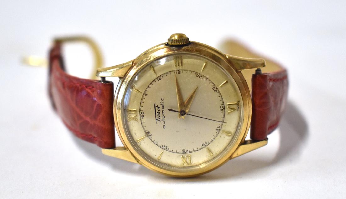 Tissot 1950's 10K GFAutomatic Wristwatch: Marked 10K Gold Filled Bezel. Stainless Steel Back. Automatic.
