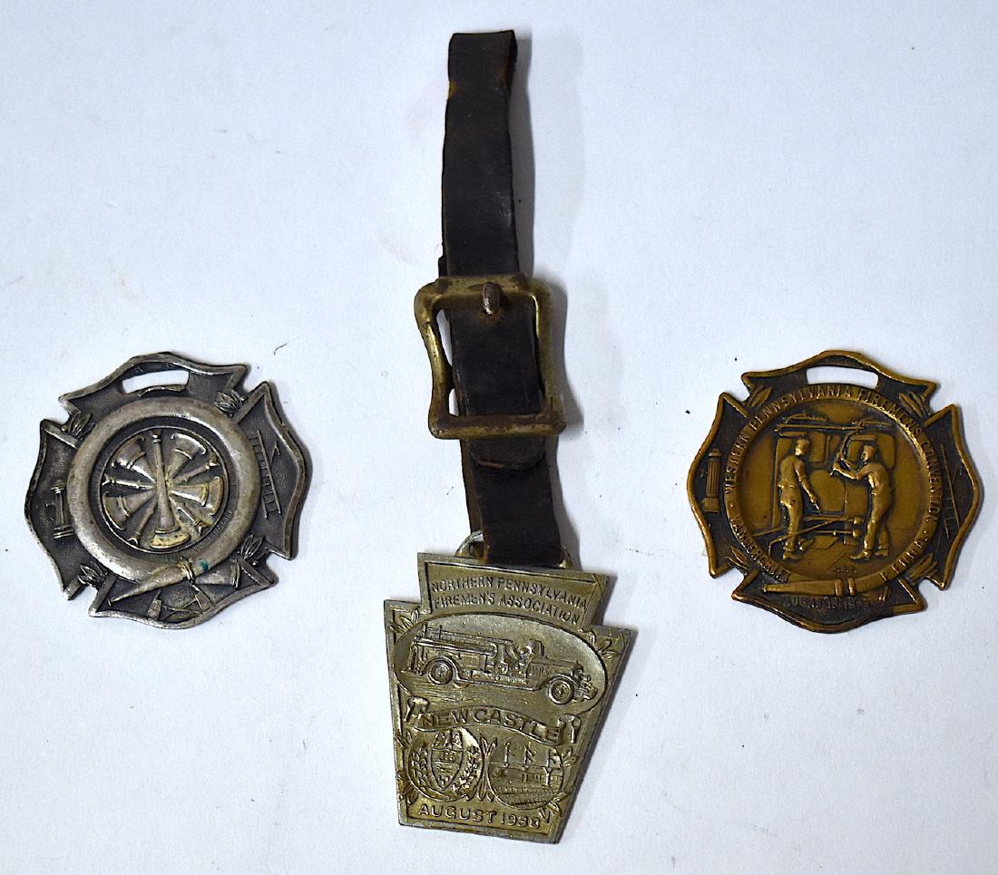 Antique Firefighters Fireman Watch Fobs (3) (1 of 3)