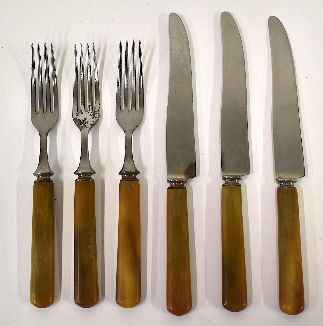 Henckels German Bakelite Flatware (6): Three knives and three forks Marked J. A.Henckels Twinworks Solingen Germany. Six pcs. in the lot.