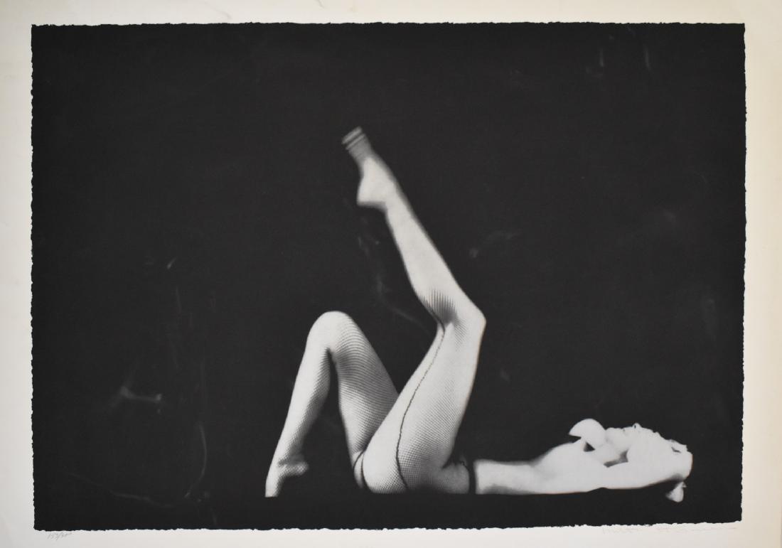 Milton Greene; 20thC. Photo- Silkscreen Signed: Milton H. Greene(1922-1985) Photo- silkscreen. Marilyn Monroe from the Black Sitting I. Pencil signed and numbered 153/300; Image size: 29in. X 41in. Overall size: 35in. X 46in.