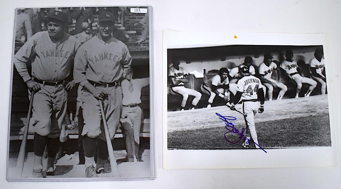 Babe Ruth /Gehrig Photo. Sgd. Reggie Jackson Photograph: 8 x 10