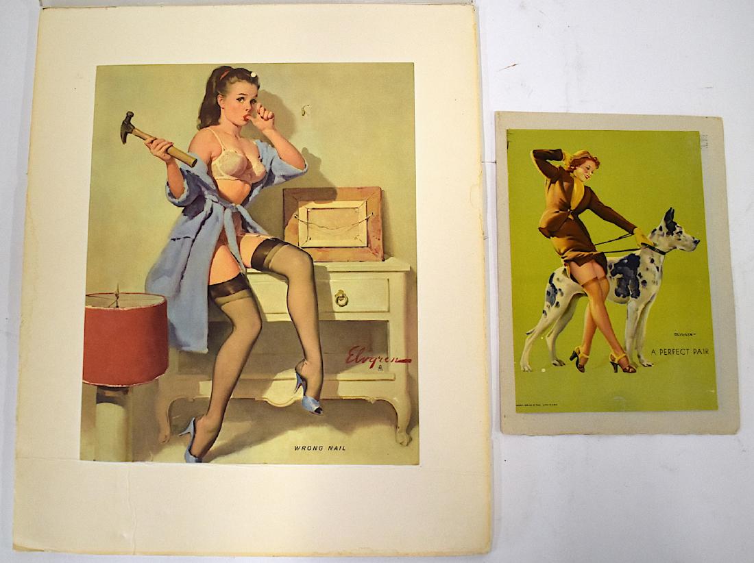 Gil Elvgren Pin Up Print and Program: Gil Elvgren Pin Up Print. " Wrong Nail" Signed. Gil Elvgren Program, " A Perfect Pair", Signed. Louis Dow Lithographer, St. Paul Minn., the latter the cover for a program for a meeting of Buffalo Cour