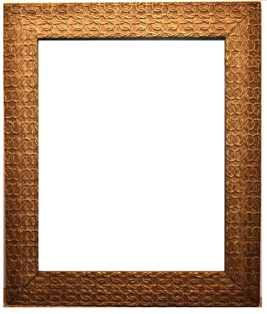 19thC. American Gilt and Gessoed Nautical Frame: Heavily ornate gilt and gessoed frame. All over nautical knot decoration; 20in. X 16in.(opening), 25.5in. X 21.25in.(overall)