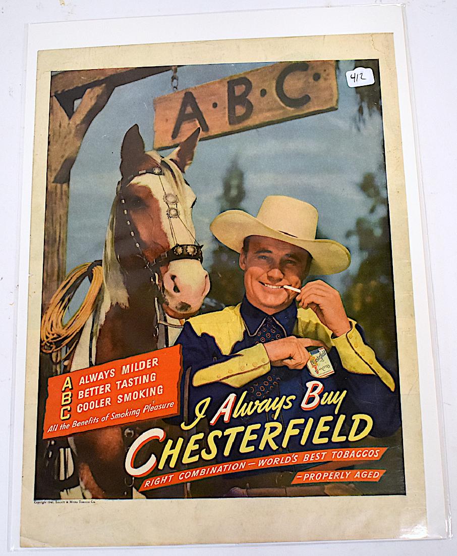 1946 Chesterfield Cigarettes Advertisement: Copyright 1946 Liggett and Myers Tobacco Co Ad ABC Ad for Chesterfield. 14" x 10"