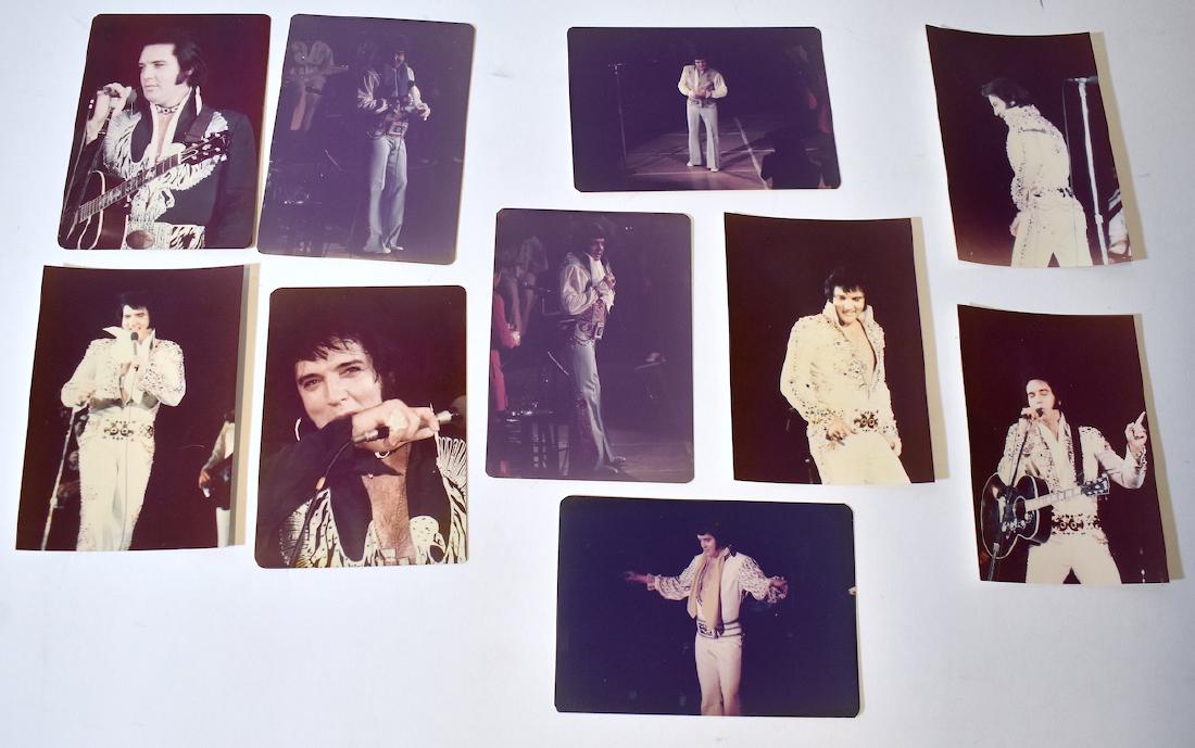 Elvis Photographs Largely Unseen (Ex. Rock & Roll: Mostly 1970's. Superb collection of photographs , many printed from oriignal negatives, depicting Elvis in performance. Ten in the lot. Provenance: Denmark Rock and Roll Museum . 5" x 3 1/2"