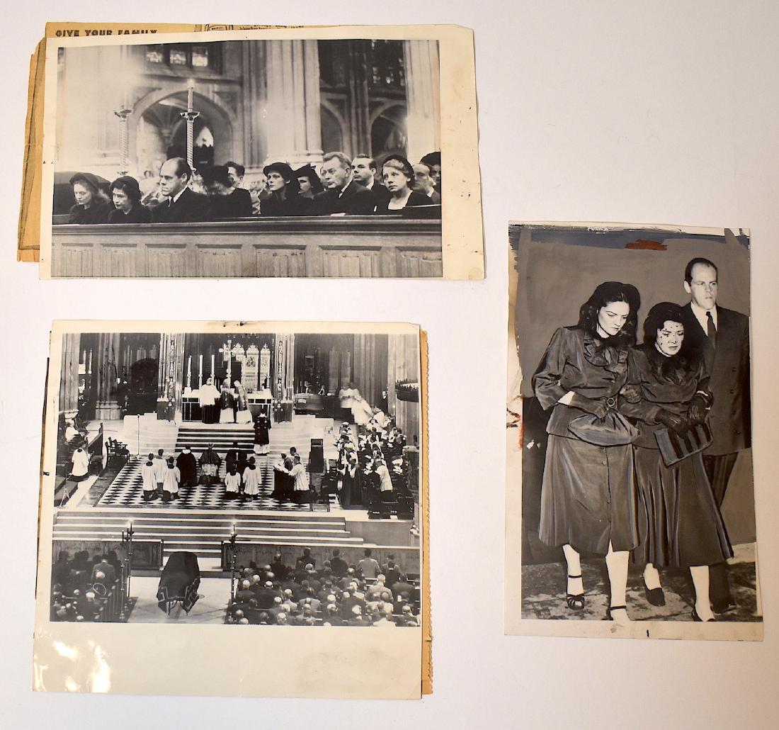 Babe Ruth Photographs with AP Articles (3): Family Photograph with AP article and twp photographs of the Babe Ruth Funeral with AP article. Three photographs in the lot. 8" x 8 1/4"W (largest)