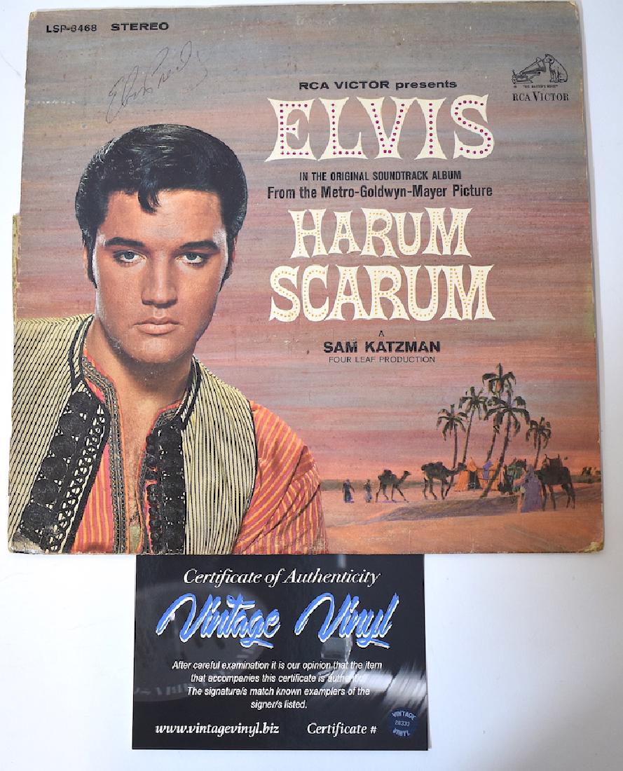Elvis Harum Scarum Album. Signed: RCA Victor LSP 3468 Stereo. Elvis Harum Scarum C. 1965. Autographed Elvis Presley on the cover. With a certificate of authenticity. Vintage Vinyl issued certificate.