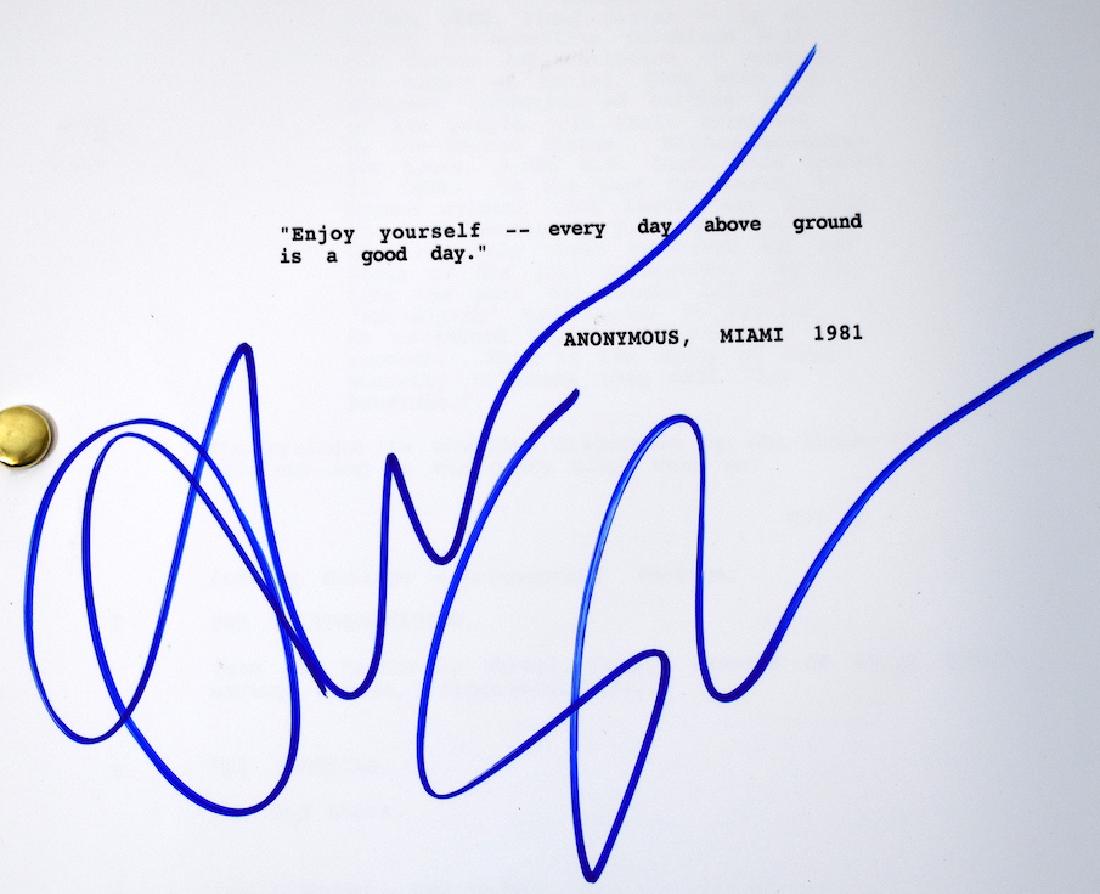 Scarface script Sgd. by Oliver Stone: Bold blue Sharpee signature