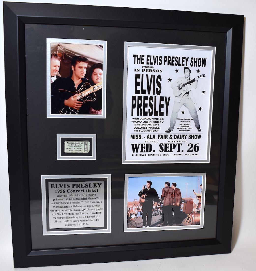 Elvis Presley 1956 Tupelo Elvis Day Admission Ticket: Elvis Presley 1956 Tupelo Elvis Presley Day Benefit Concert Admission Ticket in Exhibit Quality Framed Display. With Letter of Authenticity. Original concert ticket from Elvis's performance at the Mis