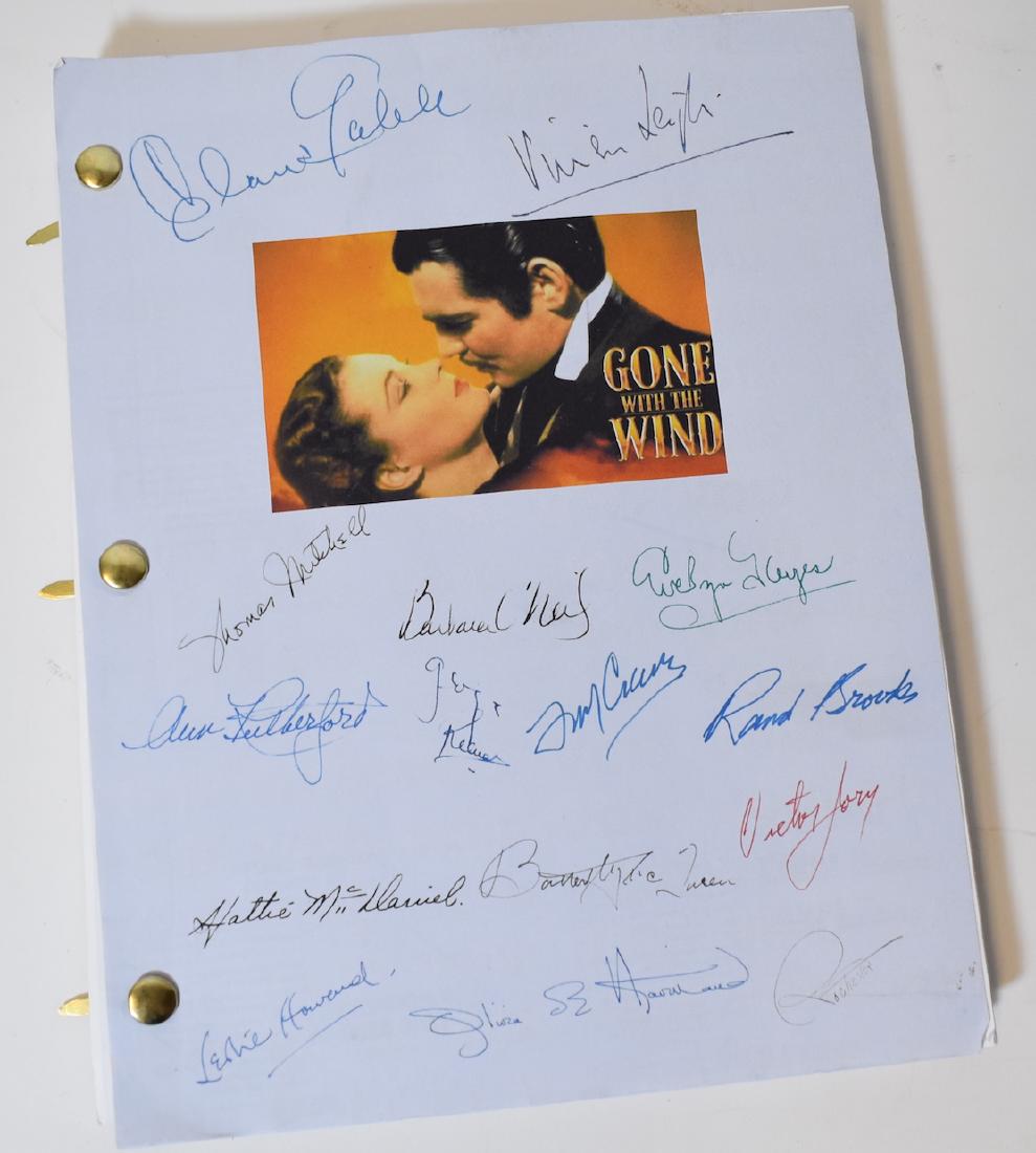 Gone With the Wind Script. 1939 Complete: Copy of the Complete Final Shooting Script for Gone With the Wind 1939. On the cover copies of all the signatures of all the cast including Clark Gable,Vivien Leigh, Hattie McDaniel; Leslie Howard; Th