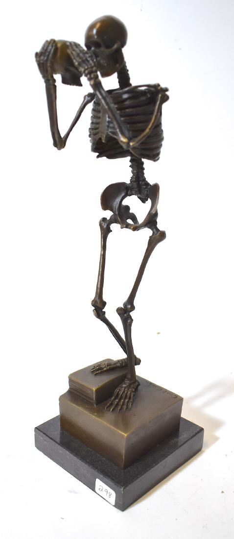 Attr. Carl Kauba. Bronze Skeleton.: Marble Base. Signed Carl Kauba. 13"H. Base is 3 3/4"W.
