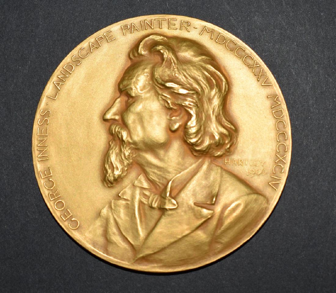 Rare Tiffany & Co. 18K Gold National Academy Medal: 18K gold George Inness - Landscape Painter - MDCCCXXV - MDCCCXCIV Presentation medal. In memory of George Inness - Given by his son - Awarded by The National Academy of Design to Charles Rosen ANA - 1