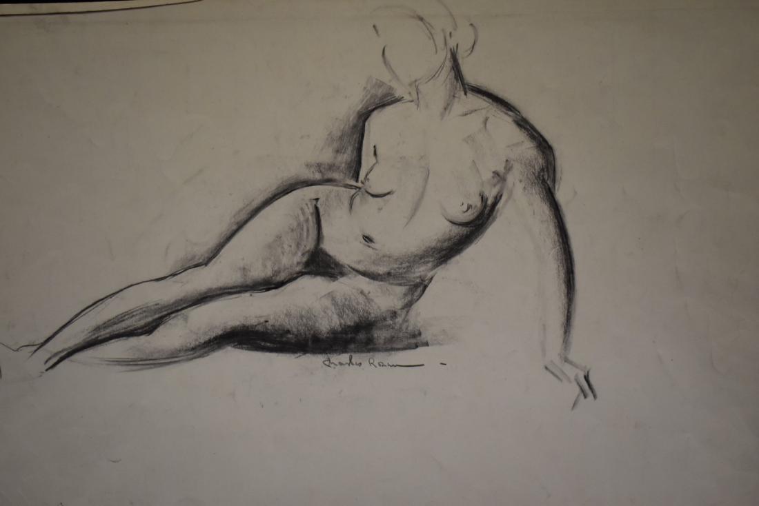 Charles Rosen; 20thC. American Charcoal Drawing Signed: Charcoal on paper. Reclining Nude. Signed l.r.; 12.25in. X 19in.(paper size) Provenance: direct descent from the Charles Rosen estate