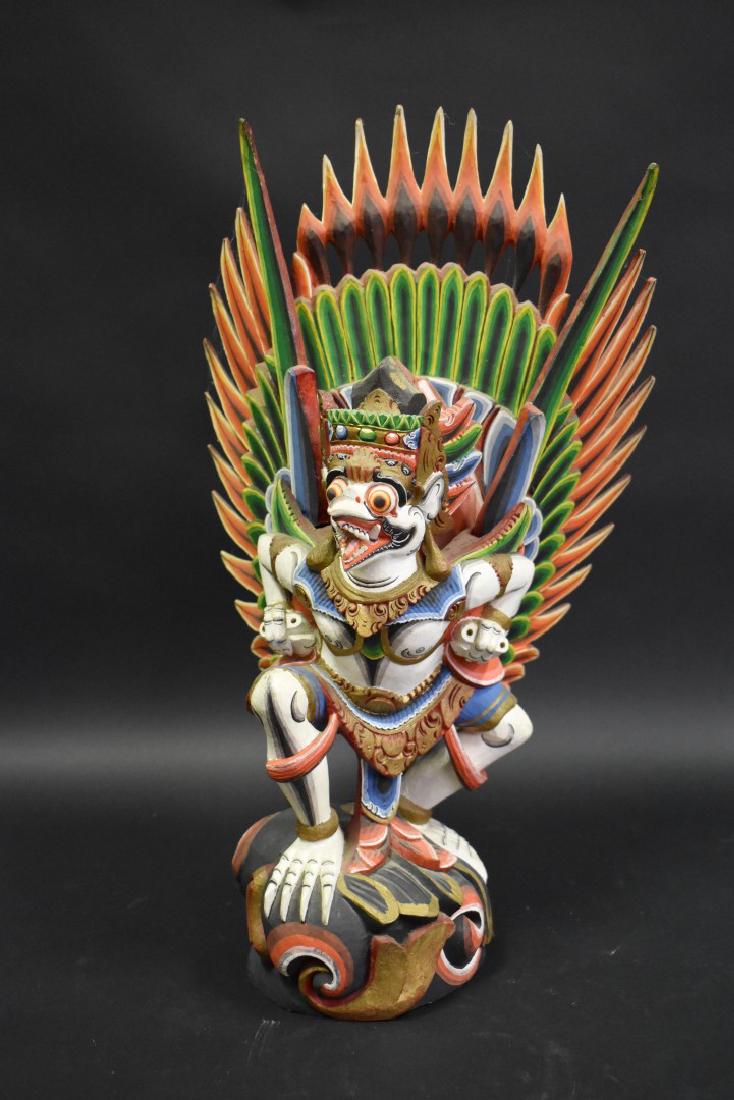 Balinese Carved and Painted Wood Garuda: Carved and painted wood Garuda bird figure; Detachable wings; 22in.H. x 12in.W.