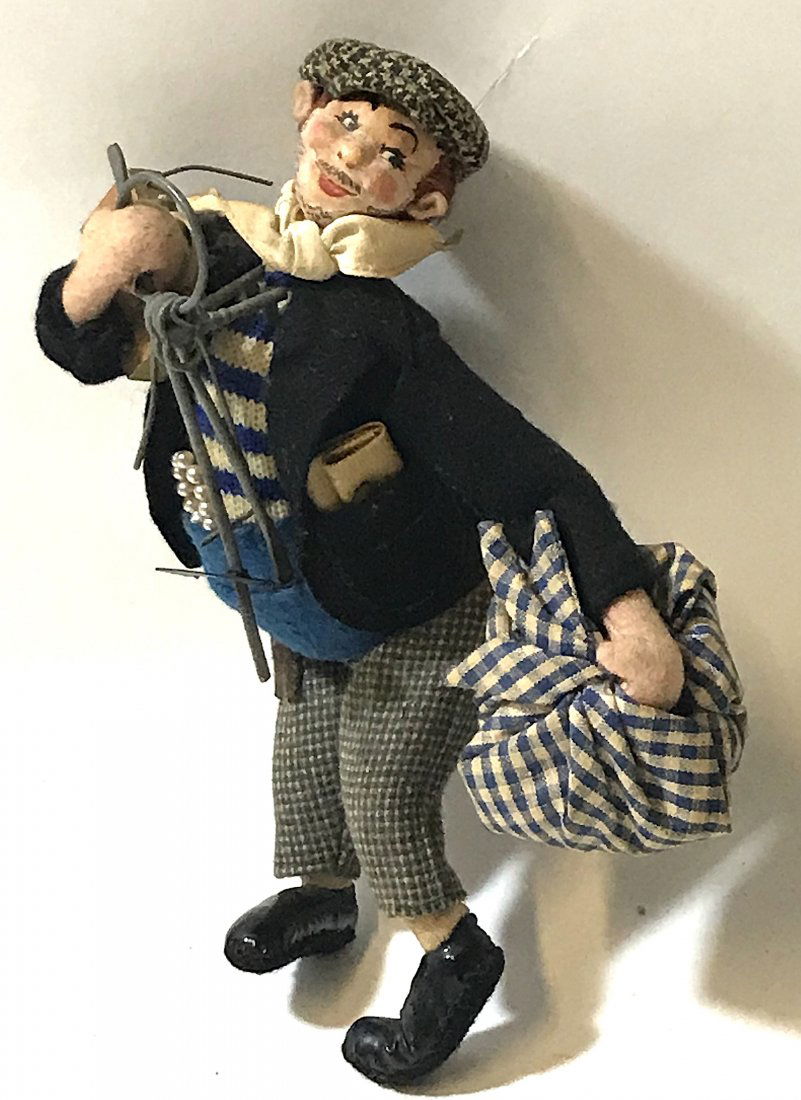 Street Hobo Cloth Doll Attr. to Lenci: Cloth face. Painted features. 7 1/4 inches