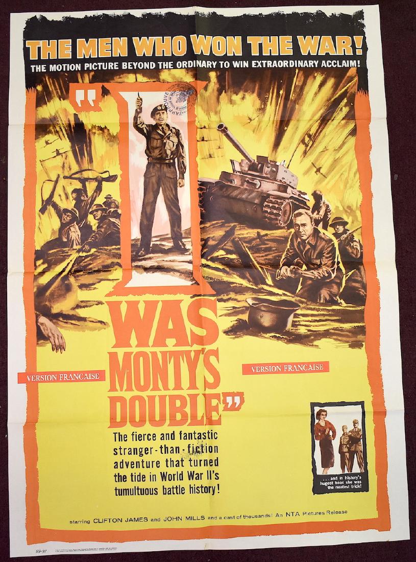 War Movie Posters I Was Montys Double.: I Was Montys Double, one sheet movie poster starring John Mills and Clifton James, an NTA Picture Release