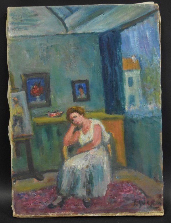 Jacques Zucker; 20thC. Polish Oil In the Studio Signed: Oil on canvas. In the Studio. Signed l.r.; 18in. X 13in. Accompanied by Jacques Zucker illustrated book - Editions Paul Petrides