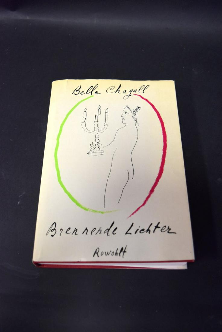 Marc Chagall Autographed Book with Sketch: Bella Chagall. Brennende Lichter(Burning Lights). Published by Rowohlt, 1966. First wife of renowned artist, Marc Chagall. The book is dedicated and reads, "Pour Madame Van der Muhl Marc Chagall Paris