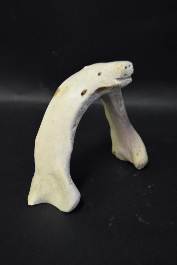 Kooveyuk Natsiapik; Inuit Carved Bear: Broughton Island Canadian Eskimo carving of a bear. 1990. Original export tag attached; 6.5in.H. x 6.5in.W.