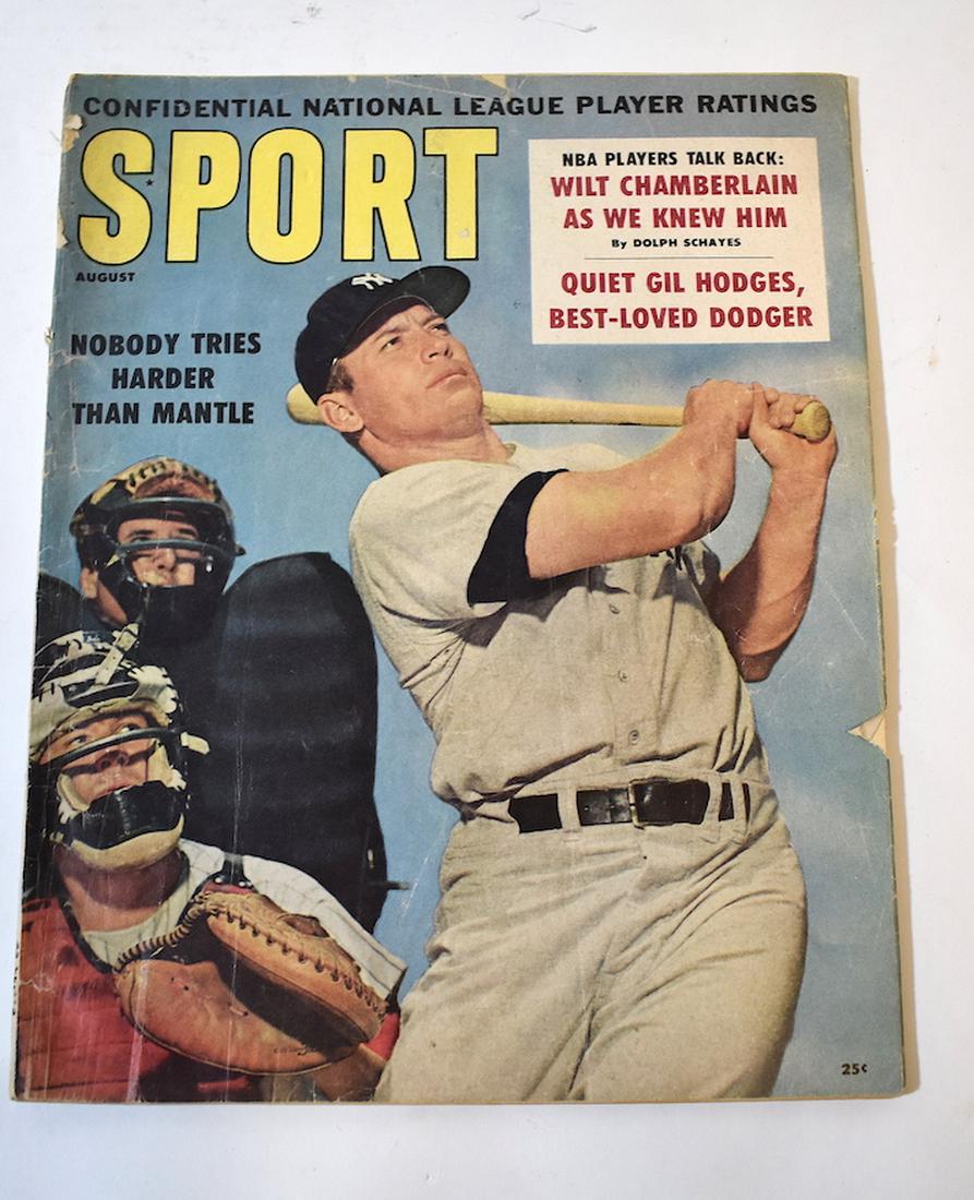 Sport Magazine. August. 1960. Mantle Cover.: 25 Cents. "Nobody Trys Harder Than Mantle" Cover Story