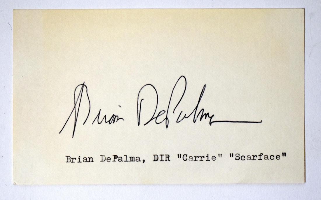 Brian DePalma Autograph: Director of Scarface. Signed in ink on a card 3" x 5"