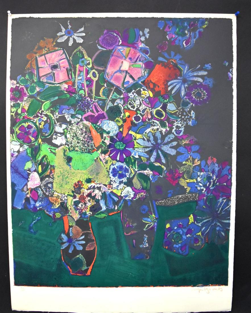 Roger Bezombe; 20thC. Lithograph - Lumiere Noire Signed: Color lithograph. Lumiere Noire. Pencil signed and numbered 137/150; 31.75in. X 23.75in.(overall)