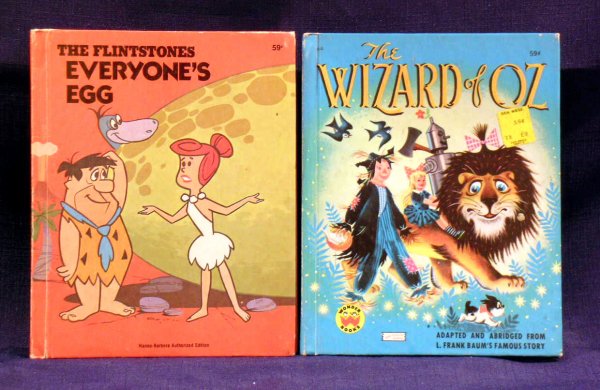 Two (2) Wonder Books, 1970's: Two Wonder Books from the 1970's: The Flintstone's Everyone's Egg, 1976; and The Wizard of Oz, 1974.