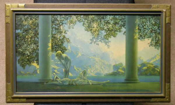 Maxfield Parrish Print, Daybreak: Original frame. Small size