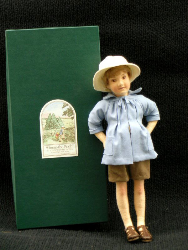 R. John Wright, Pocket Christopher Robin: Pocket Series Christopher Robin by R. John Wright, 11", felt, jointed at neck and shoulders. 1998-1999. Limited. Edition 3500