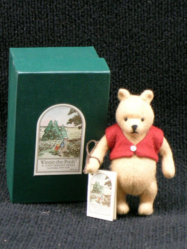 R. John Wright, Pocket Pooh: Pocket Pooh by R. John Wright, 5", mohair plush, fully jointed. 1993. Limited Edition 3500