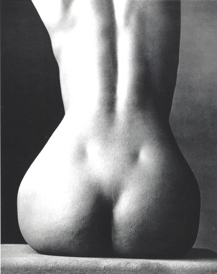 Irving Penn Sitting Nude Rear Photo: Sitting Nude Photo, New York, "11 x 9", inner size, 10."x8.5". Photograph has white border. Taken by Irving Penn in 1993, printed 1999. It comes stamped by the photographer with other details for publ