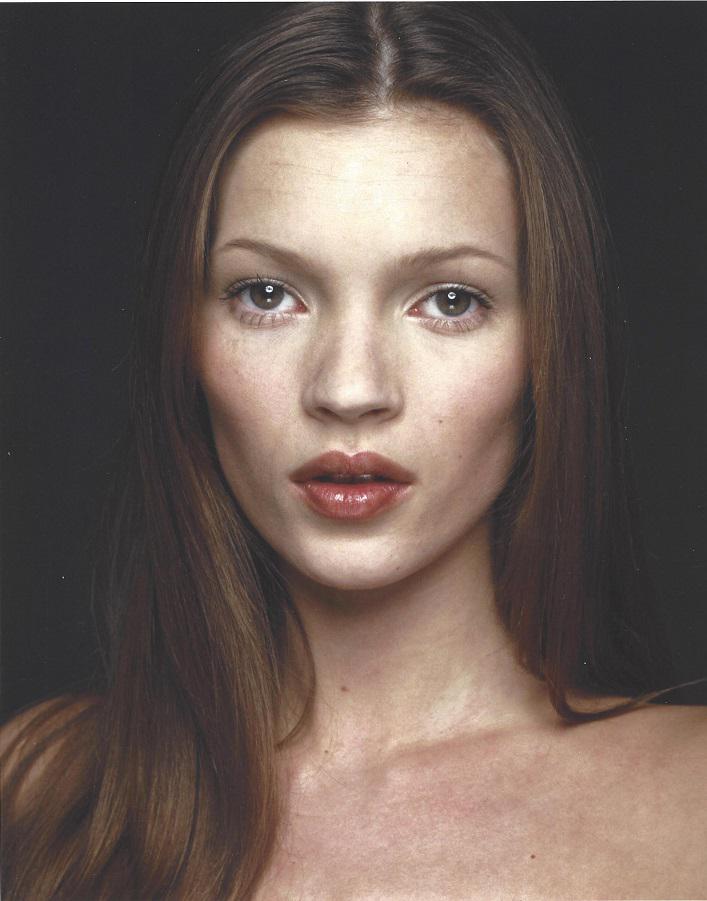Kate Moss Terry O'Neill Portrait Photo: Kate Moss, Supermodel, measures "10.5 x 8.5", inner size, 10"x 8". Photograph has small white border. Taken by Terry O'Neill in 1995, printed 1999. It comes stamped by the photographer with other deta