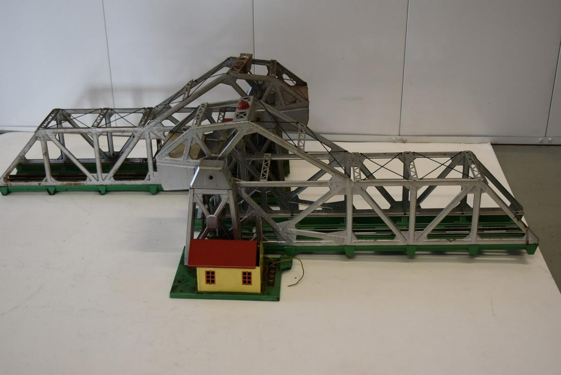 Lionel O Gauge Two(2) Section Draw Bridge: Two(2) sectioned metal drawbridge. Lionel Lines Train Bascule Bridge No. 313-46 and 313-50