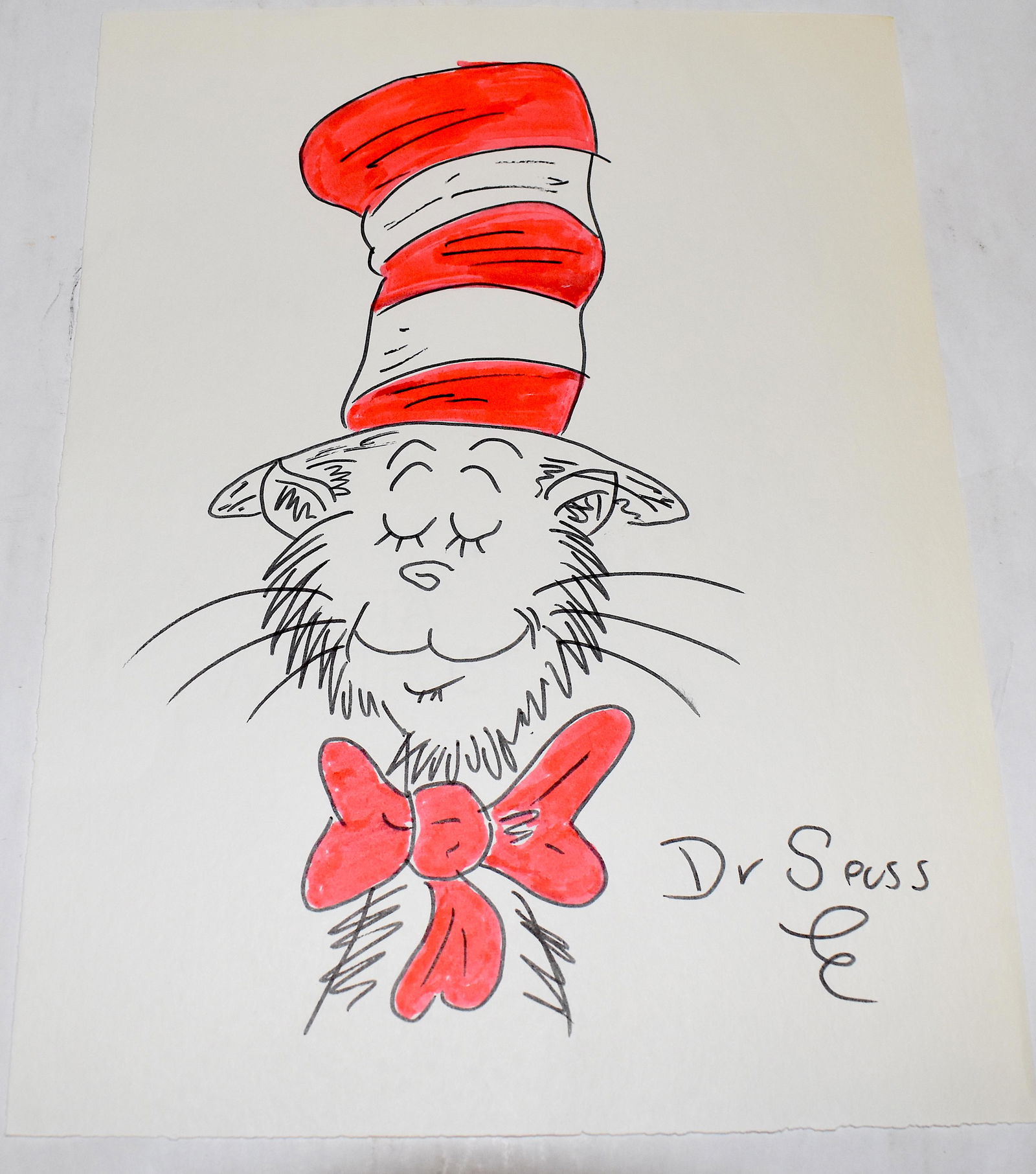 Dr. Seuss Drawing. Cat in the Hat Signed: Signed lower right 12 H. x 9 1/2"W