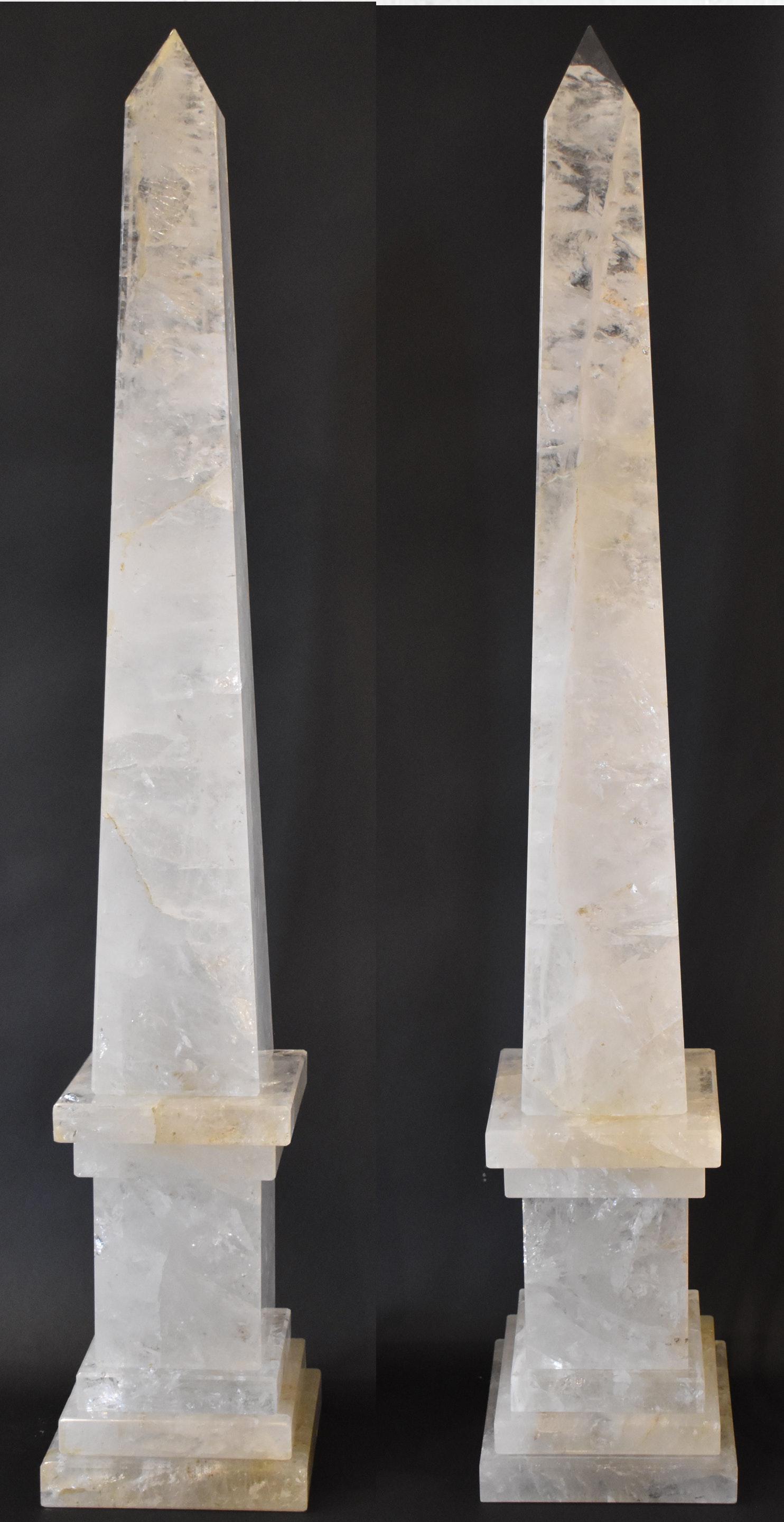 Pr. of Rock Crystal Quartz Obelisks: 36"H