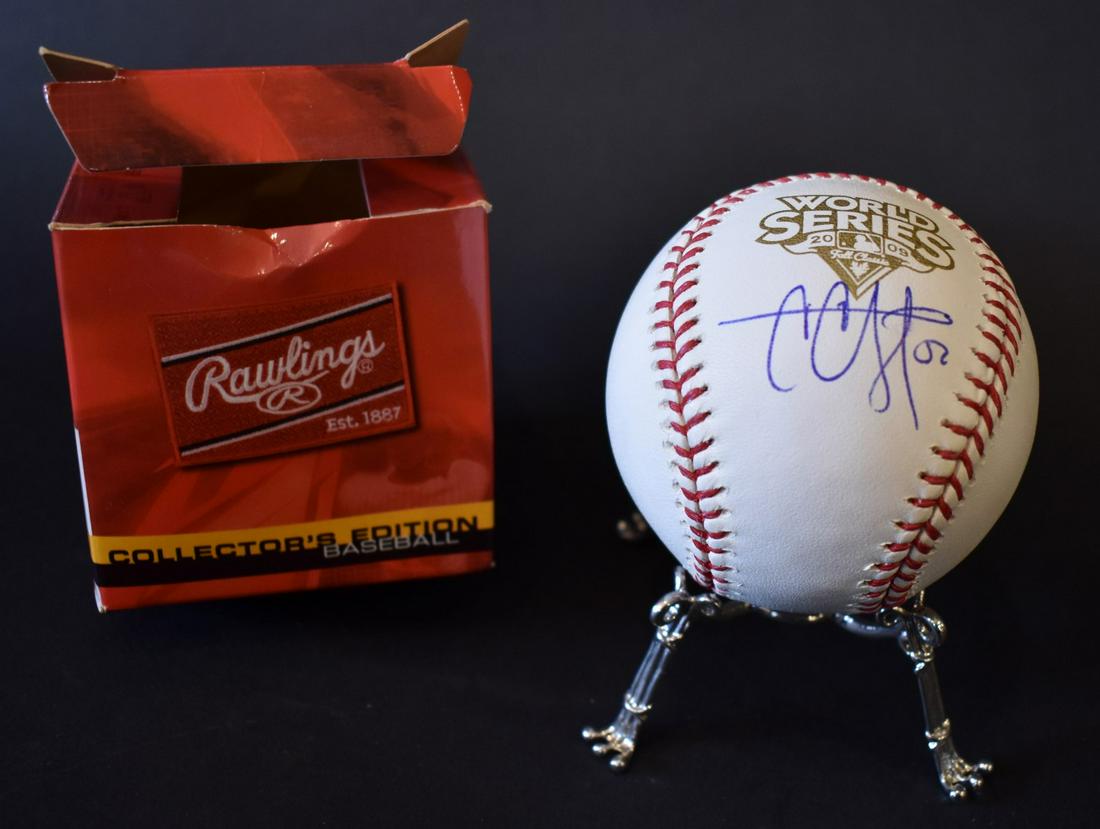 Autographed 2009 World Series Baseball.: Limited edition. Signed in ink C. C. Sabathia