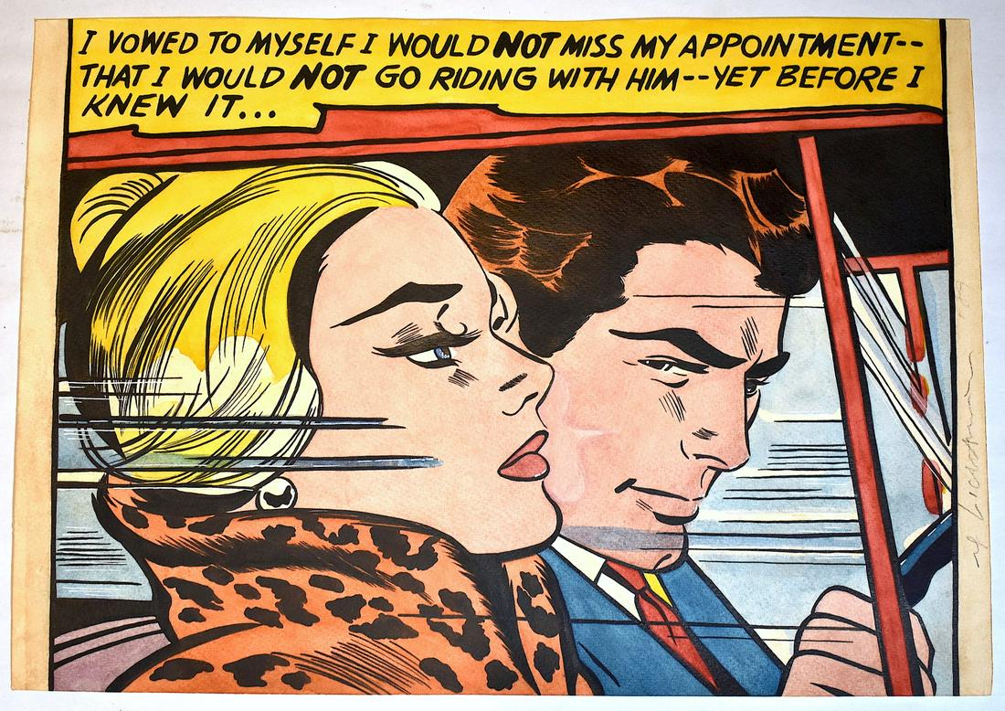 Litchtenstein Orig. Mixed Media Drawing Sgd COA: Signed Roy Lichtenstein in pencil in the margin. Original mixed media drawing, Blue stamp at the reverse. Grade of the signature listed as 10. Deemed authentic by forensic handwriting expert. Frank Ga