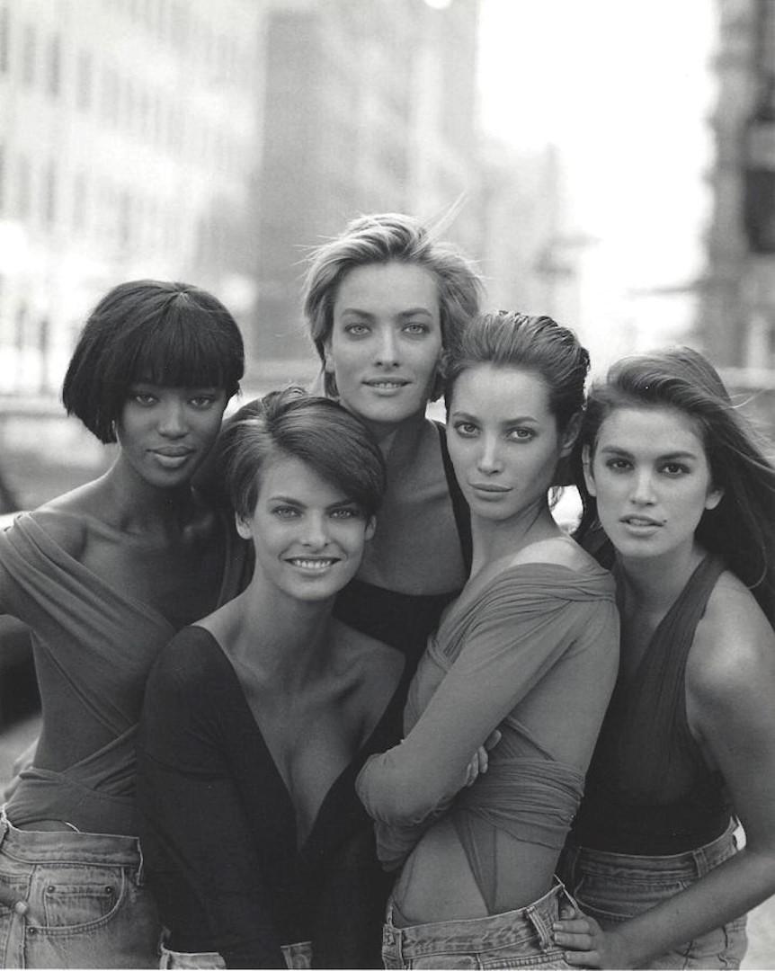 The Super Models Peter Lindbergh Publication Photo: The Super Models, measuring approximately, 8"x10" with white border. Taken by Peter Lindbergh in 1989, printed 2000. It comes stamped by the photographer and agency with other details for publicity th