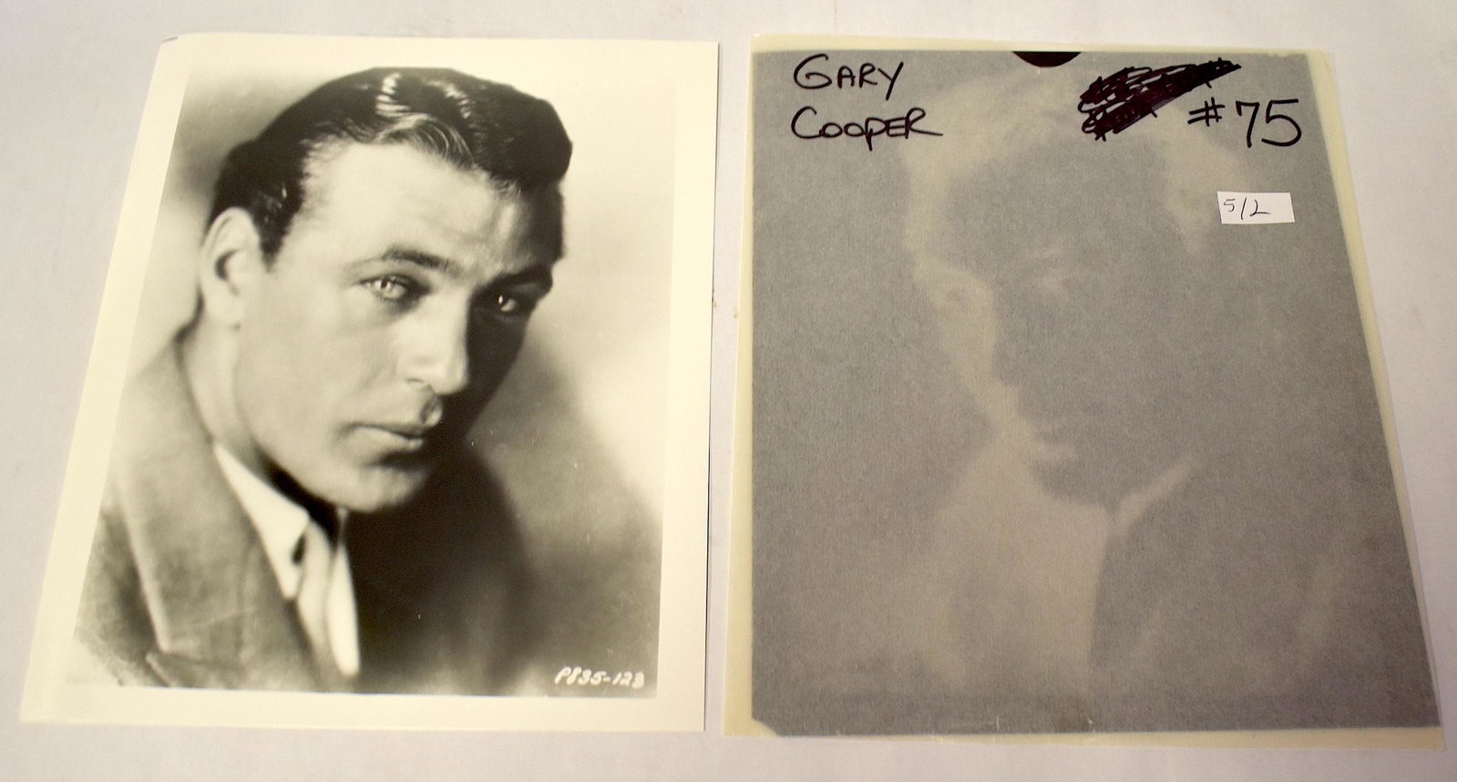 Gary Cooper Early Portrait P835-123 & Negaive: Both 8 x 10