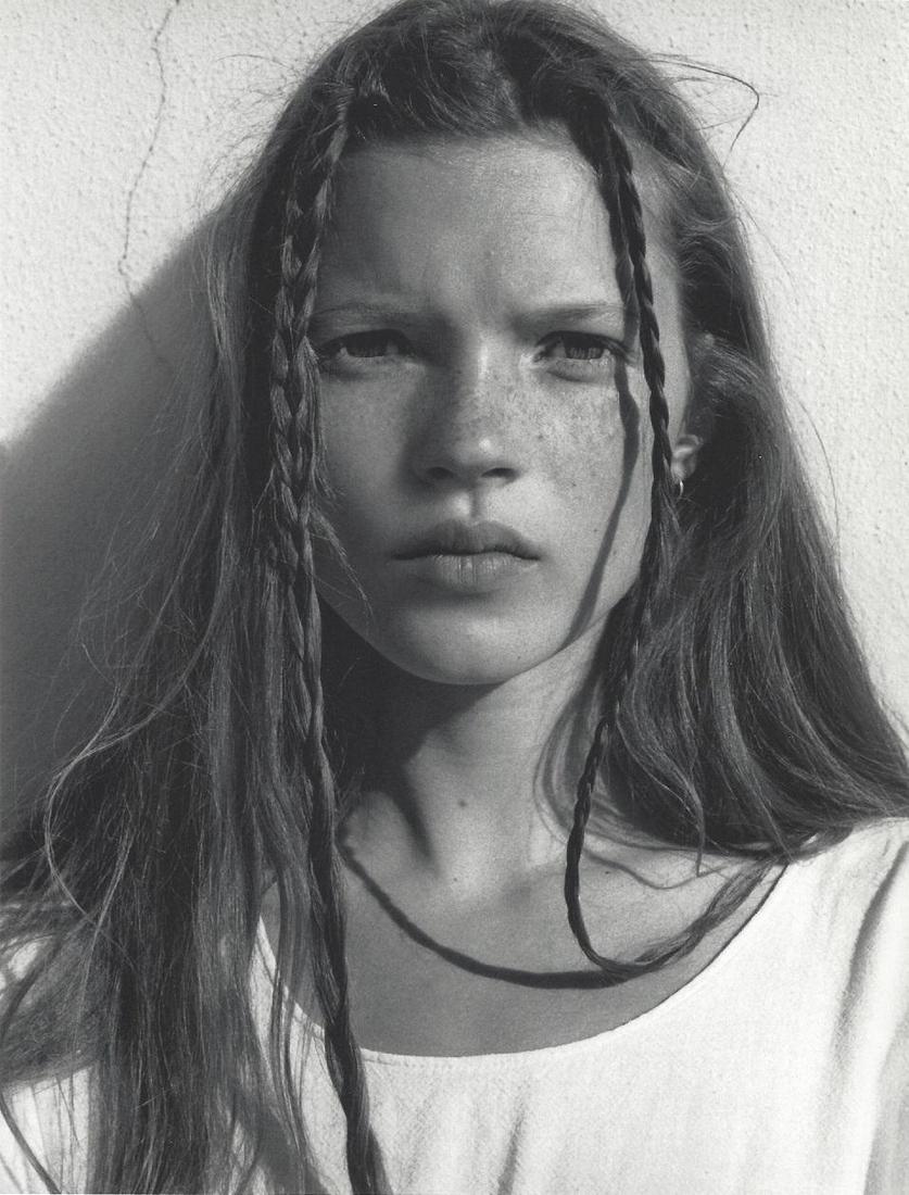 Kate Moss Young Corinne Day Publication Photo: Original Publication Photo, measuring approximately, 11"x9" includes white border. Taken in 1990, printed 2000. It comes stamped by the photographer and agency. The photograph is printed on double wei