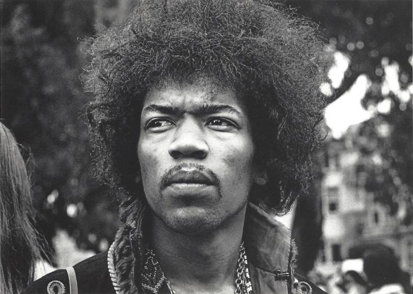 Jimi Hendrix 2 Jim Marshall Publication Photo: Original Publication Photos, Panhandle concert, measuring approximately, 7.5"x7.5" includes white border. Taken in 1967, printed 1998. It comes stamped by the photographer and agency. The photograph i