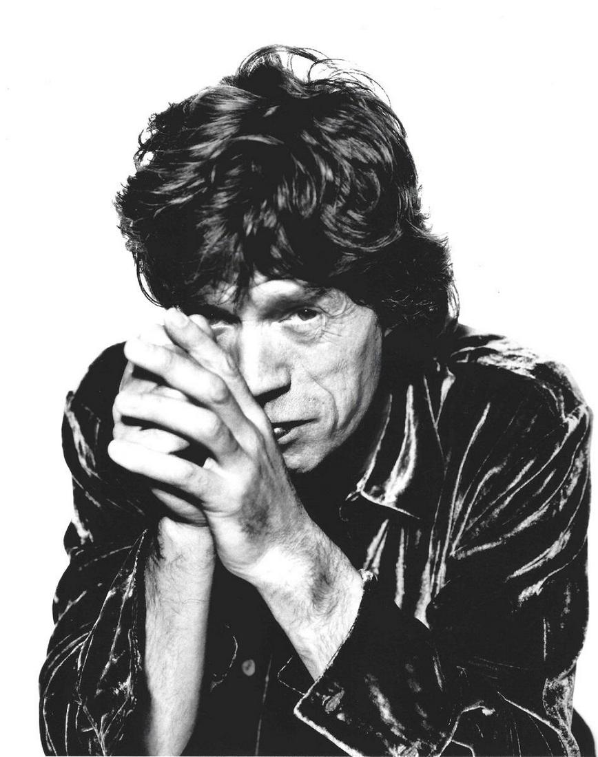Mick Jagger Peter Lindbergh Publication Photo: Original Publication Photo, measuring approximately, 10.5"x9" includes white border. Taken in 1995 and printed 1997. It comes stamped by the photographer and agency. The photograph is printed on doubl