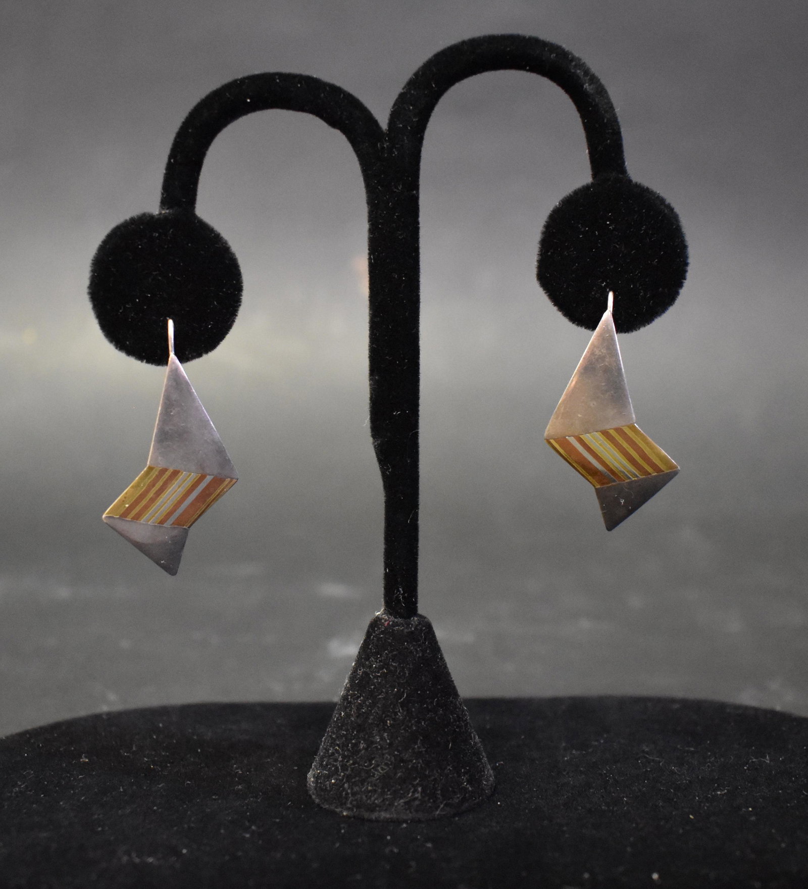 Sterling Silver and Copper Studio Earrings sgd. Walker: For pierced