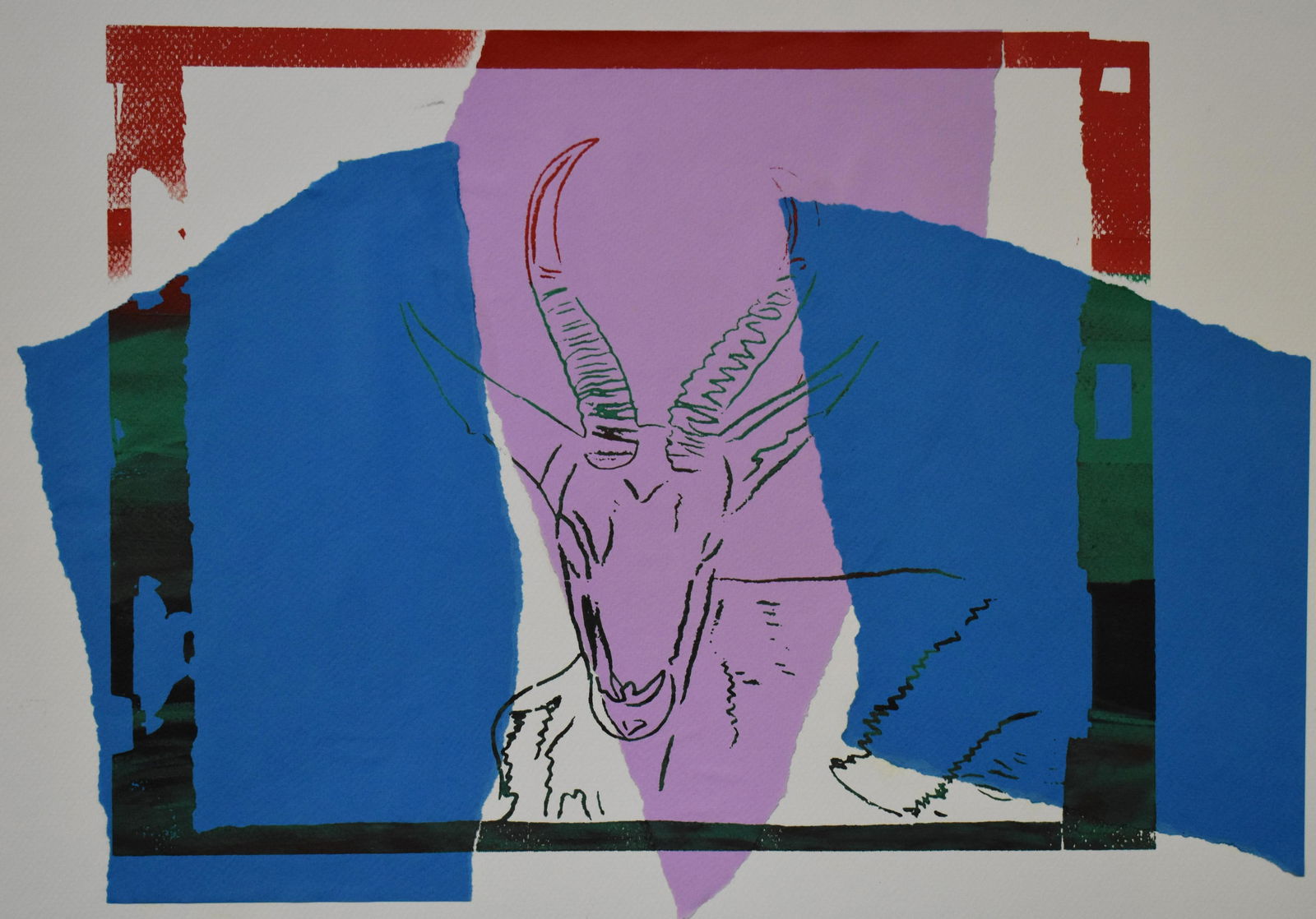 Warhol Collage and Silkscreen Endangered Species: Perhas an antelope Not used as part of series. `6 x 20