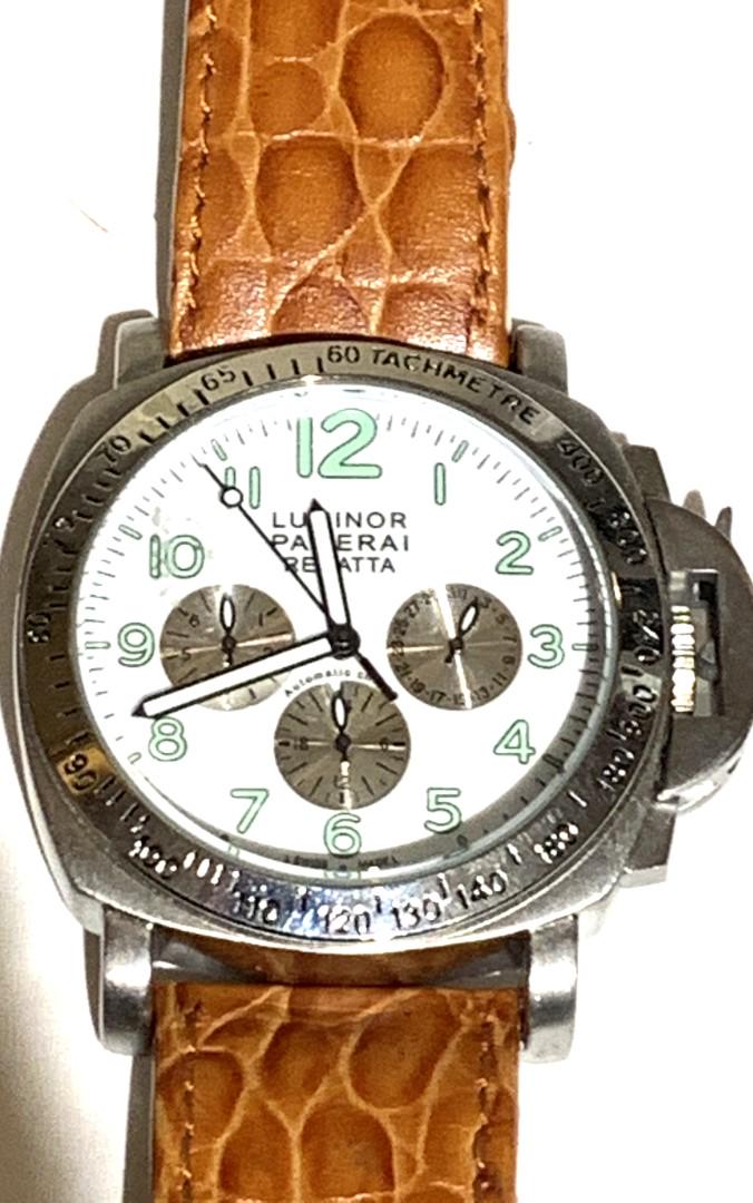 Panerai Luminor 44mm Automatic Regatta Men's Watch: Panerai Luminor 44mm Automatic Regatta Men's Watch. Stainless steel. Chronometer. White dial. Leather band