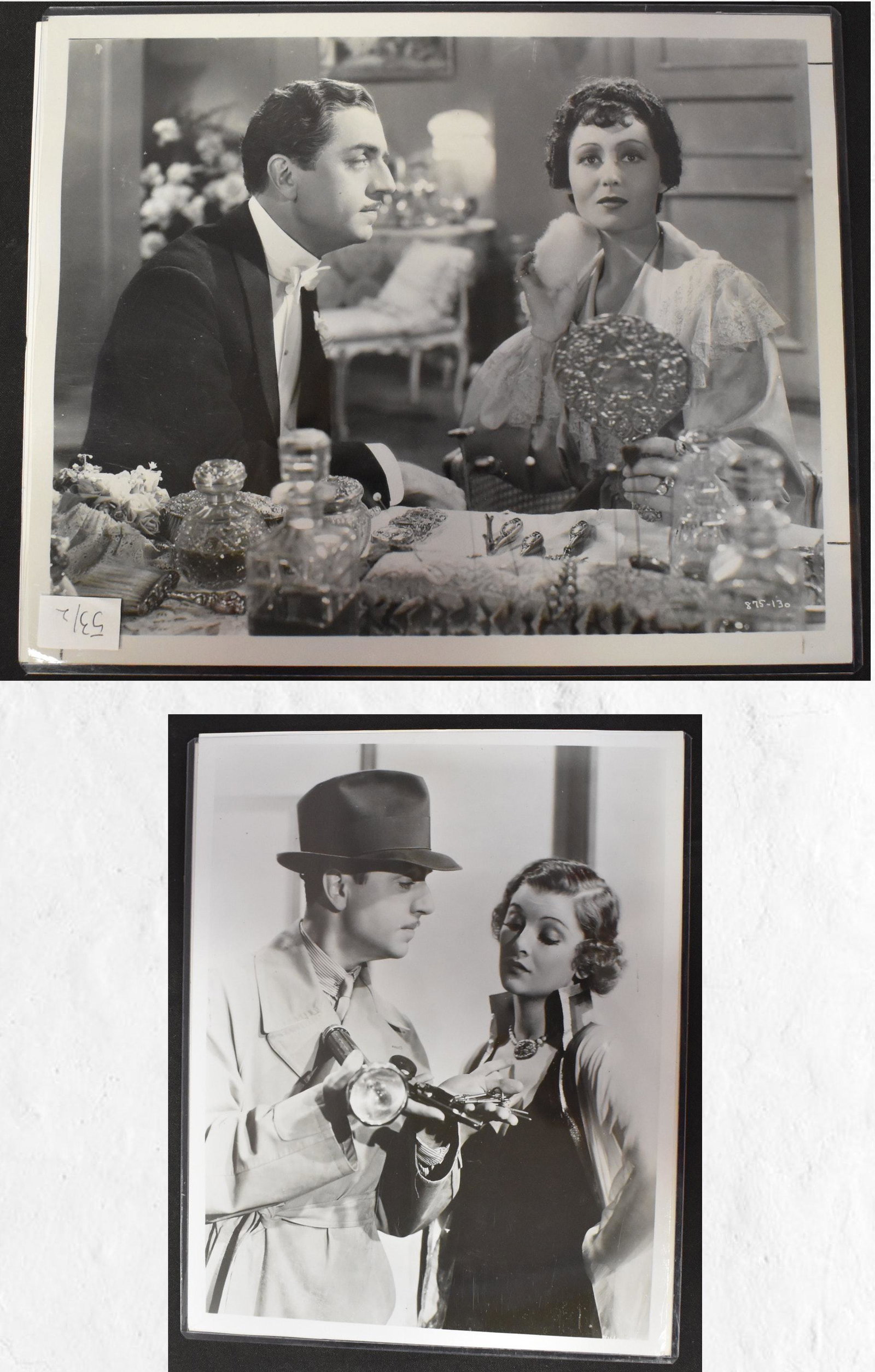 Orig, Movie Still Wm. Powell Luise Rainier & a Second: In The Great Gatsby From the Collection of Douglas Whitney with backstamp. Also Myrna Loy with Wm PowellÊ 8 x 10